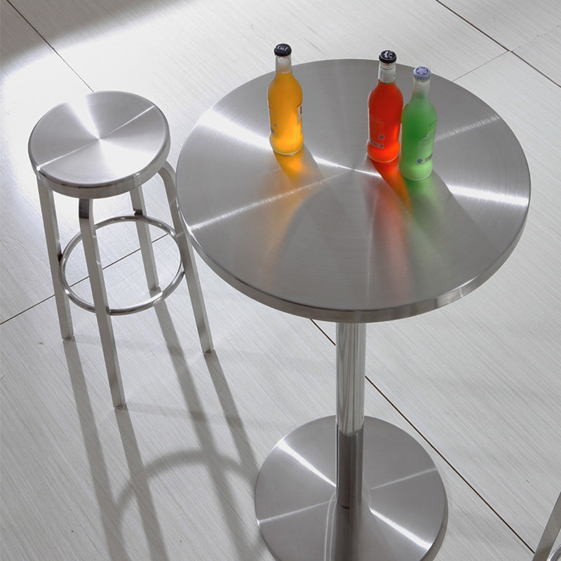 1 Pcs Industrial Silver Counter Stools Stainless Steel Bar Bristol Stools with Round Seat Clearhalo 'Bar Furniture' 'Bar Stools' 'bar_stools' 'furn' 'furn_bar_stools' 'furniture_bar_stools' 'Kitchen & Dining Furniture' 'kitchen&dining_furn' 'kitchen' 'kitchen_furn' Furniture' 4186831