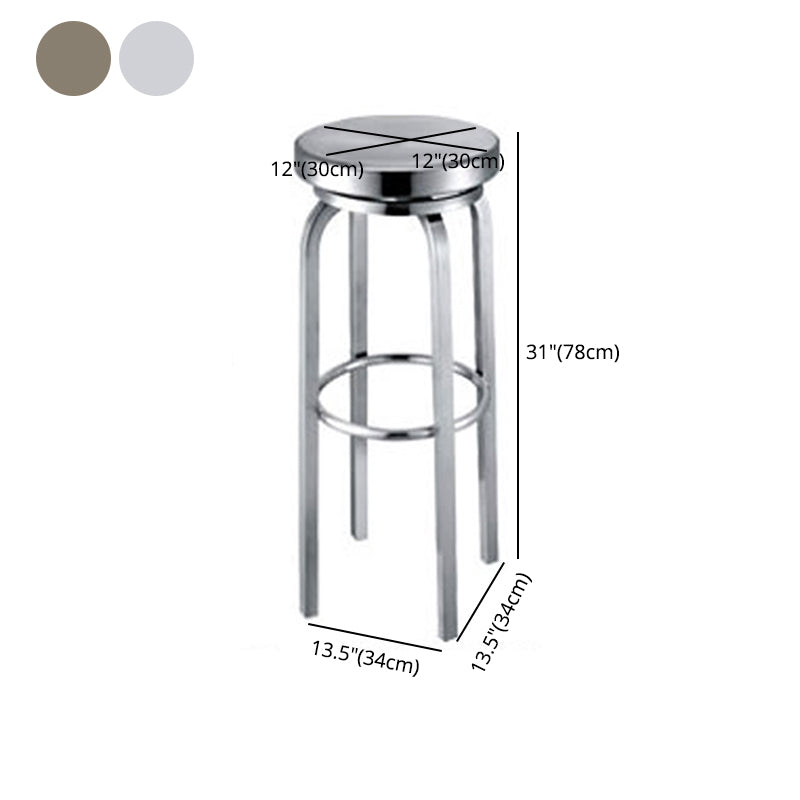 1 Pcs Industrial Silver Counter Stools Stainless Steel Bar Bristol Stools with Round Seat Clearhalo 'Bar Furniture' 'Bar Stools' 'bar_stools' 'furn' 'furn_bar_stools' 'furniture_bar_stools' 'Kitchen & Dining Furniture' 'kitchen&dining_furn' 'kitchen' 'kitchen_furn' Furniture' 4186833