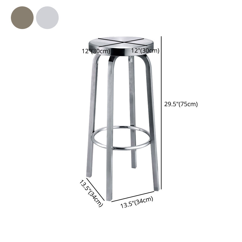 1 Pcs Industrial Silver Counter Stools Stainless Steel Bar Bristol Stools with Round Seat Clearhalo 'Bar Furniture' 'Bar Stools' 'bar_stools' 'furn' 'furn_bar_stools' 'furniture_bar_stools' 'Kitchen & Dining Furniture' 'kitchen&dining_furn' 'kitchen' 'kitchen_furn' Furniture' 4186834