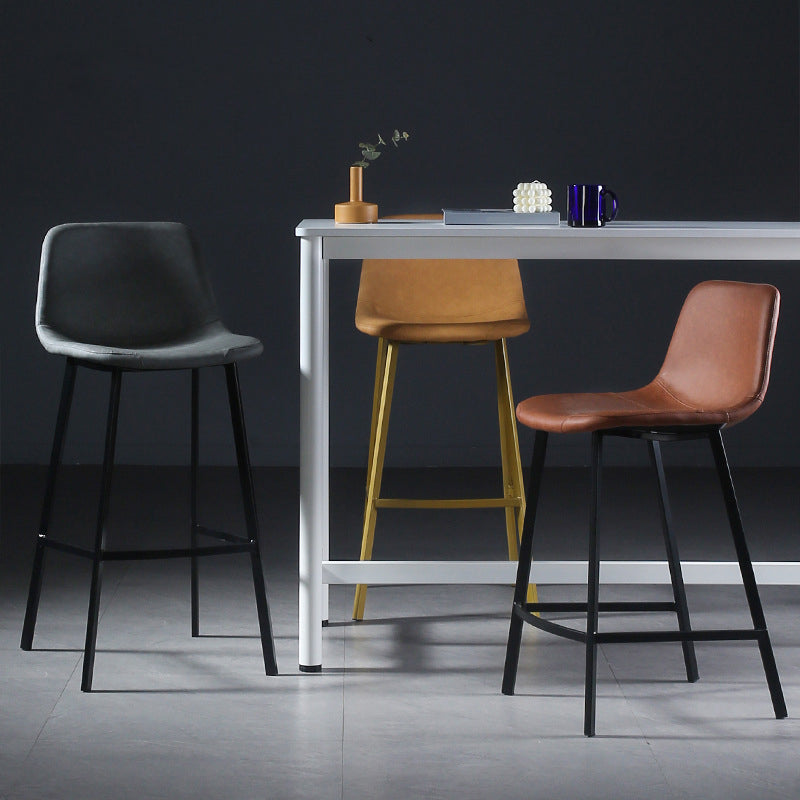 Nordic Style Leather Upholstered Barstool 4 Feet Bar Stool for Dining Room Clearhalo 'Bar Furniture' 'Bar Stools' 'bar_stools' 'furn' 'furn_bar_stools' 'furniture_bar_stools' 'Kitchen & Dining Furniture' 'kitchen&dining_furn' 'kitchen' 'kitchen_furn' Furniture' 4186839