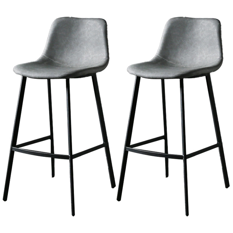 Nordic Style Leather Upholstered Barstool 4 Feet Bar Stool for Dining Room Grey 2 Piece Set Clearhalo 'Bar Furniture' 'Bar Stools' 'bar_stools' 'furn' 'furn_bar_stools' 'furniture_bar_stools' 'Kitchen & Dining Furniture' 'kitchen&dining_furn' 'kitchen' 'kitchen_furn' Furniture' 4186840