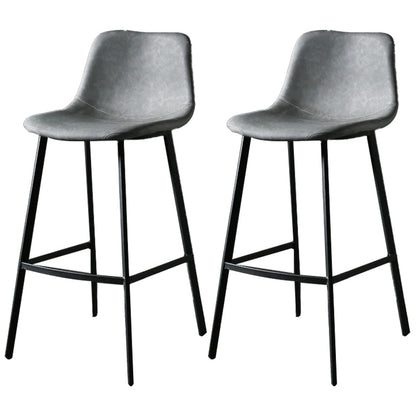 Nordic Style Leather Upholstered Barstool 4 Feet Bar Stool for Dining Room Grey 2 Piece Set Clearhalo 'Bar Furniture' 'Bar Stools' 'bar_stools' 'furn' 'furn_bar_stools' 'furniture_bar_stools' 'Kitchen & Dining Furniture' 'kitchen&dining_furn' 'kitchen' 'kitchen_furn' Furniture' 4186840