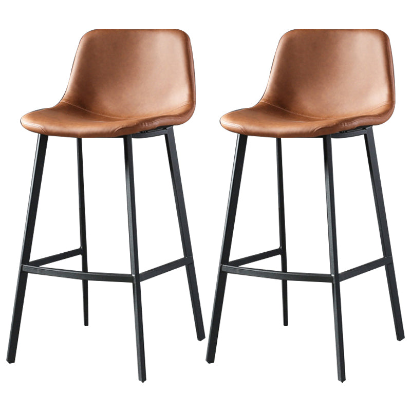 Nordic Style Leather Upholstered Barstool 4 Feet Bar Stool for Dining Room Brown 2 Piece Set Clearhalo 'Bar Furniture' 'Bar Stools' 'bar_stools' 'furn' 'furn_bar_stools' 'furniture_bar_stools' 'Kitchen & Dining Furniture' 'kitchen&dining_furn' 'kitchen' 'kitchen_furn' Furniture' 4186843