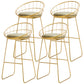 Scandinavian Counter Stools Iron Leather Low Back Indoor Bar Stools with Sled Legs Gold 4 Piece Set Clearhalo 'Bar Furniture' 'Bar Stools' 'bar_stools' 'furn' 'furn_bar_stools' 'furniture_bar_stools' 'Kitchen & Dining Furniture' 'kitchen&dining_furn' 'kitchen' 'kitchen_furn' Furniture' 4186861
