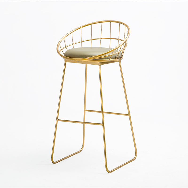 Scandinavian Counter Stools Iron Leather Low Back Indoor Bar Stools with Sled Legs Gold 1 Piece Clearhalo 'Bar Furniture' 'Bar Stools' 'bar_stools' 'furn' 'furn_bar_stools' 'furniture_bar_stools' 'Kitchen & Dining Furniture' 'kitchen&dining_furn' 'kitchen' 'kitchen_furn' Furniture' 4186862