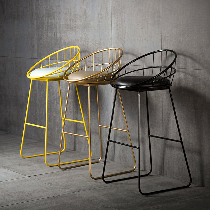 Scandinavian Counter Stools Iron Leather Low Back Indoor Bar Stools with Sled Legs Clearhalo 'Bar Furniture' 'Bar Stools' 'bar_stools' 'furn' 'furn_bar_stools' 'furniture_bar_stools' 'Kitchen & Dining Furniture' 'kitchen&dining_furn' 'kitchen' 'kitchen_furn' Furniture' 4186863