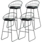 Scandinavian Counter Stools Iron Leather Low Back Indoor Bar Stools with Sled Legs Black 4 Piece Set Clearhalo 'Bar Furniture' 'Bar Stools' 'bar_stools' 'furn' 'furn_bar_stools' 'furniture_bar_stools' 'Kitchen & Dining Furniture' 'kitchen&dining_furn' 'kitchen' 'kitchen_furn' Furniture' 4186866