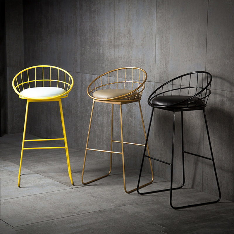 Scandinavian Counter Stools Iron Leather Low Back Indoor Bar Stools with Sled Legs Clearhalo 'Bar Furniture' 'Bar Stools' 'bar_stools' 'furn' 'furn_bar_stools' 'furniture_bar_stools' 'Kitchen & Dining Furniture' 'kitchen&dining_furn' 'kitchen' 'kitchen_furn' Furniture' 4186867