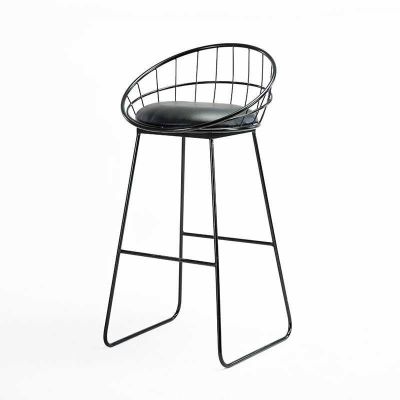 Scandinavian Counter Stools Iron Leather Low Back Indoor Bar Stools with Sled Legs Clearhalo 'Bar Furniture' 'Bar Stools' 'bar_stools' 'furn' 'furn_bar_stools' 'furniture_bar_stools' 'Kitchen & Dining Furniture' 'kitchen&dining_furn' 'kitchen' 'kitchen_furn' Furniture' 4186869