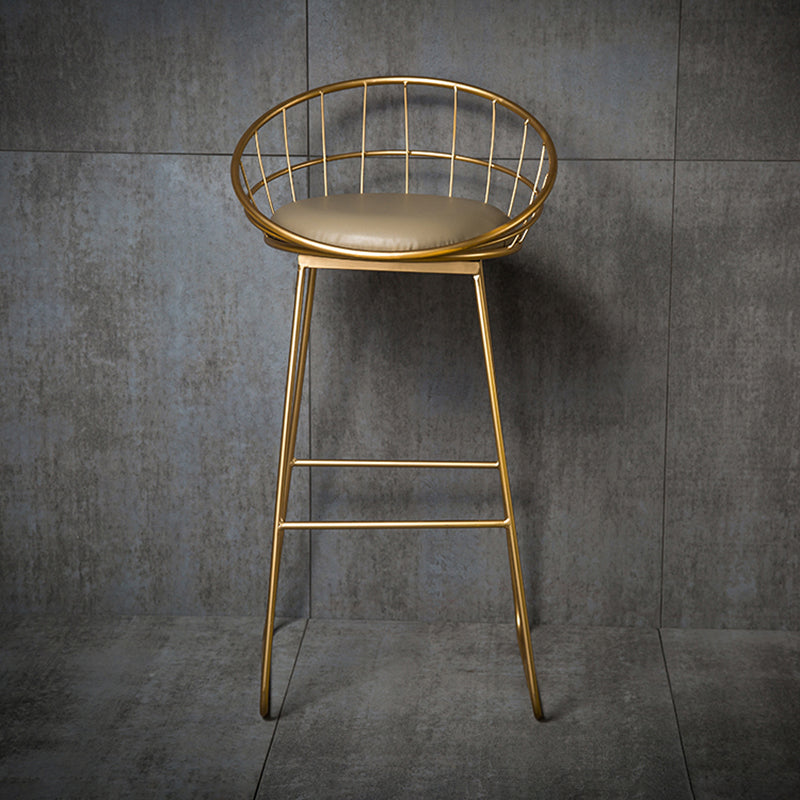 Scandinavian Counter Stools Iron Leather Low Back Indoor Bar Stools with Sled Legs Clearhalo 'Bar Furniture' 'Bar Stools' 'bar_stools' 'furn' 'furn_bar_stools' 'furniture_bar_stools' 'Kitchen & Dining Furniture' 'kitchen&dining_furn' 'kitchen' 'kitchen_furn' Furniture' 4186875