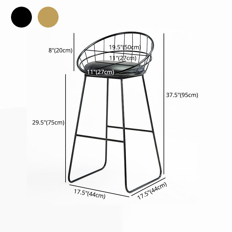 Scandinavian Counter Stools Iron Leather Low Back Indoor Bar Stools with Sled Legs Clearhalo 'Bar Furniture' 'Bar Stools' 'bar_stools' 'furn' 'furn_bar_stools' 'furniture_bar_stools' 'Kitchen & Dining Furniture' 'kitchen&dining_furn' 'kitchen' 'kitchen_furn' Furniture' 4186876