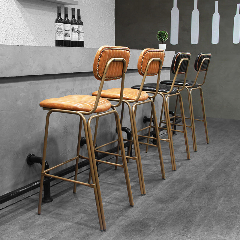 Scandinavian Gold Counter Stools Iron Leather Armless Indoor Bar Stools Clearhalo 'Bar Furniture' 'Bar Stools' 'bar_stools' 'furn' 'furn_bar_stools' 'furniture_bar_stools' 'Kitchen & Dining Furniture' 'kitchen&dining_furn' 'kitchen' 'kitchen_furn' Furniture' 4186877