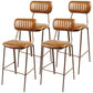 Scandinavian Gold Counter Stools Iron Leather Armless Indoor Bar Stools Brown 4 Piece Set Clearhalo 'Bar Furniture' 'Bar Stools' 'bar_stools' 'furn' 'furn_bar_stools' 'furniture_bar_stools' 'Kitchen & Dining Furniture' 'kitchen&dining_furn' 'kitchen' 'kitchen_furn' Furniture' 4186878