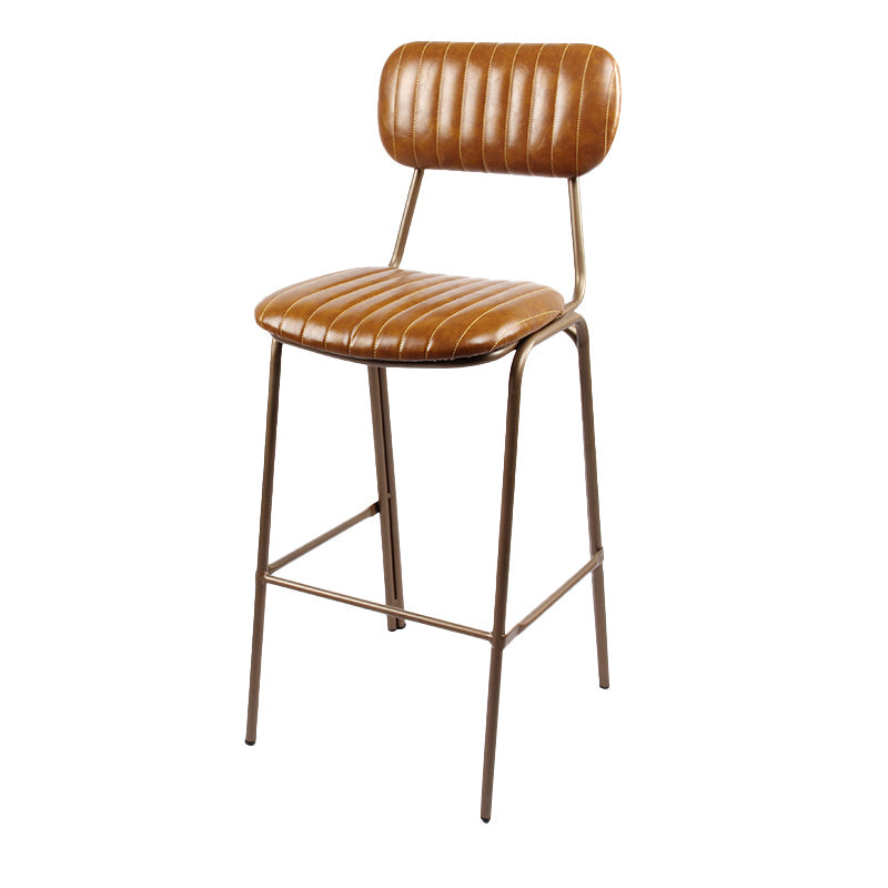 Scandinavian Gold Counter Stools Iron Leather Armless Indoor Bar Stools Brown 1 Piece Clearhalo 'Bar Furniture' 'Bar Stools' 'bar_stools' 'furn' 'furn_bar_stools' 'furniture_bar_stools' 'Kitchen & Dining Furniture' 'kitchen&dining_furn' 'kitchen' 'kitchen_furn' Furniture' 4186879
