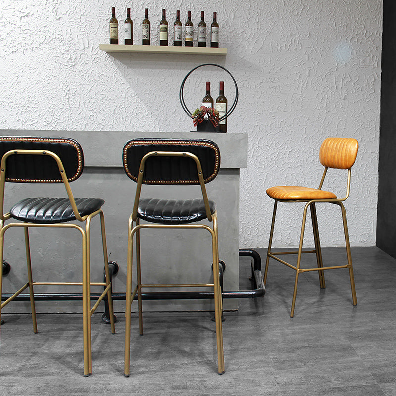 Scandinavian Gold Counter Stools Iron Leather Armless Indoor Bar Stools Clearhalo 'Bar Furniture' 'Bar Stools' 'bar_stools' 'furn' 'furn_bar_stools' 'furniture_bar_stools' 'Kitchen & Dining Furniture' 'kitchen&dining_furn' 'kitchen' 'kitchen_furn' Furniture' 4186880