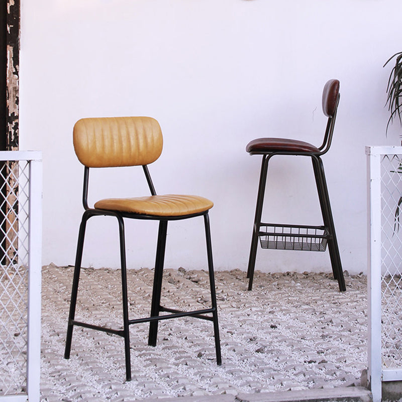 Scandinavian Gold Counter Stools Iron Leather Armless Indoor Bar Stools Clearhalo 'Bar Furniture' 'Bar Stools' 'bar_stools' 'furn' 'furn_bar_stools' 'furniture_bar_stools' 'Kitchen & Dining Furniture' 'kitchen&dining_furn' 'kitchen' 'kitchen_furn' Furniture' 4186881