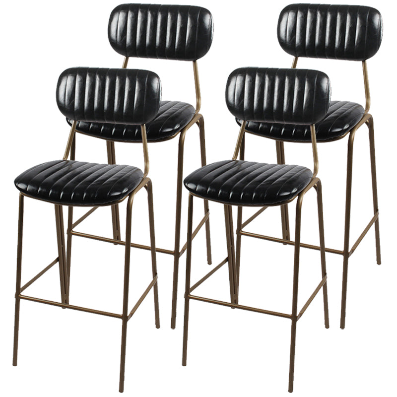 Scandinavian Gold Counter Stools Iron Leather Armless Indoor Bar Stools Black 4 Piece Set Clearhalo 'Bar Furniture' 'Bar Stools' 'bar_stools' 'furn' 'furn_bar_stools' 'furniture_bar_stools' 'Kitchen & Dining Furniture' 'kitchen&dining_furn' 'kitchen' 'kitchen_furn' Furniture' 4186883