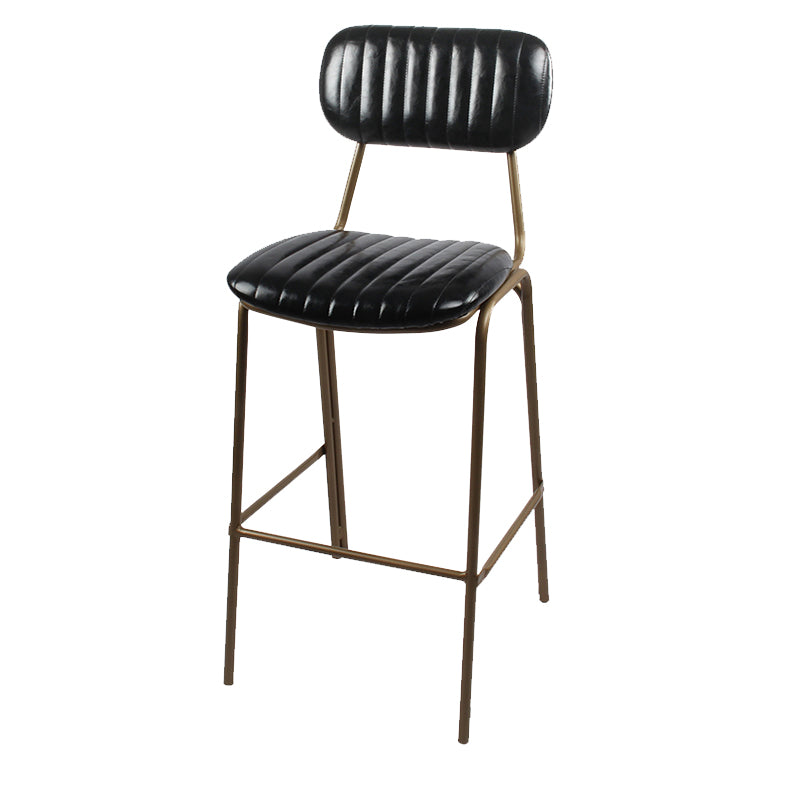 Scandinavian Gold Counter Stools Iron Leather Armless Indoor Bar Stools Black 1 Piece Clearhalo 'Bar Furniture' 'Bar Stools' 'bar_stools' 'furn' 'furn_bar_stools' 'furniture_bar_stools' 'Kitchen & Dining Furniture' 'kitchen&dining_furn' 'kitchen' 'kitchen_furn' Furniture' 4186885