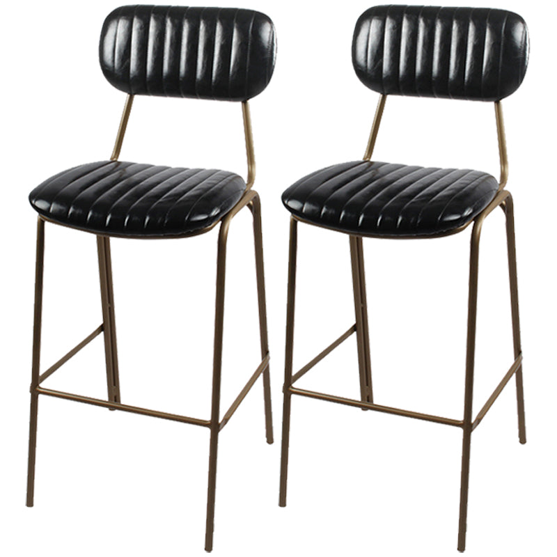 Scandinavian Gold Counter Stools Iron Leather Armless Indoor Bar Stools Black 2 Piece Set Clearhalo 'Bar Furniture' 'Bar Stools' 'bar_stools' 'furn' 'furn_bar_stools' 'furniture_bar_stools' 'Kitchen & Dining Furniture' 'kitchen&dining_furn' 'kitchen' 'kitchen_furn' Furniture' 4186887