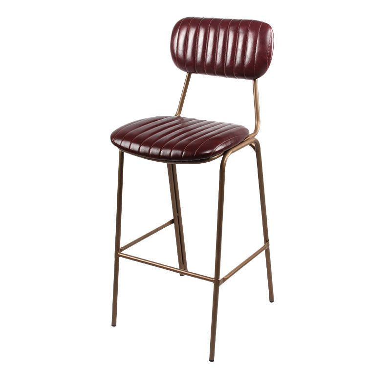 Scandinavian Gold Counter Stools Iron Leather Armless Indoor Bar Stools Burgundy 1 Piece Clearhalo 'Bar Furniture' 'Bar Stools' 'bar_stools' 'furn' 'furn_bar_stools' 'furniture_bar_stools' 'Kitchen & Dining Furniture' 'kitchen&dining_furn' 'kitchen' 'kitchen_furn' Furniture' 4186891