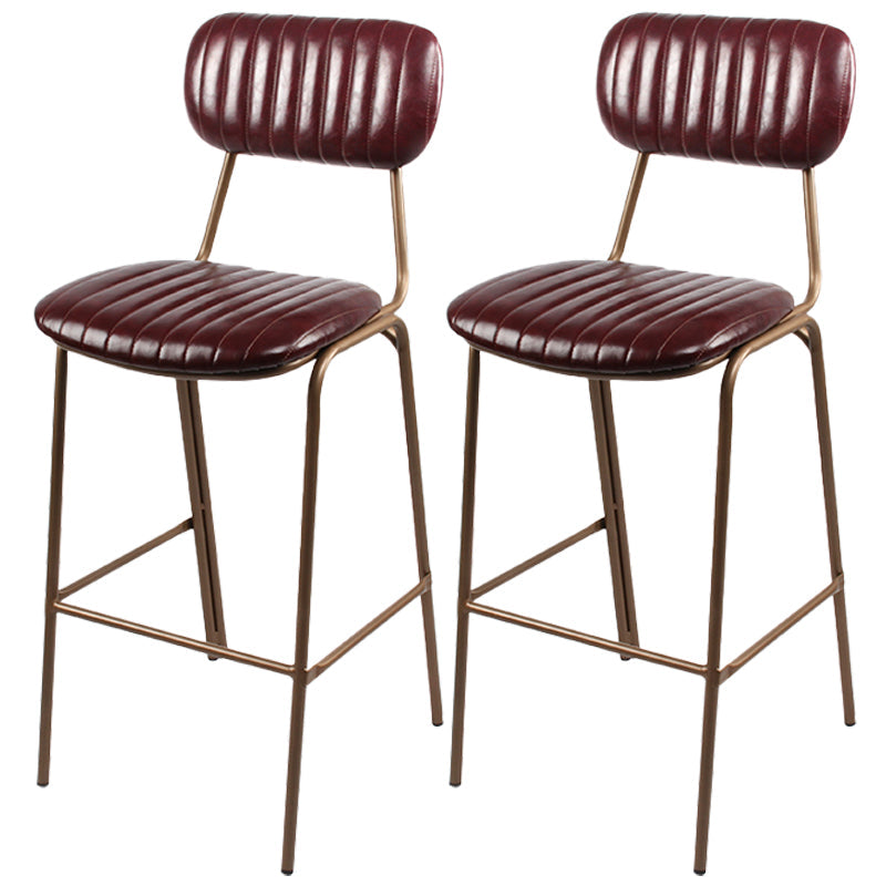 Scandinavian Gold Counter Stools Iron Leather Armless Indoor Bar Stools Burgundy 2 Piece Set Clearhalo 'Bar Furniture' 'Bar Stools' 'bar_stools' 'furn' 'furn_bar_stools' 'furniture_bar_stools' 'Kitchen & Dining Furniture' 'kitchen&dining_furn' 'kitchen' 'kitchen_furn' Furniture' 4186893