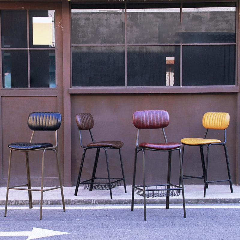 Scandinavian Gold Counter Stools Iron Leather Armless Indoor Bar Stools Clearhalo 'Bar Furniture' 'Bar Stools' 'bar_stools' 'furn' 'furn_bar_stools' 'furniture_bar_stools' 'Kitchen & Dining Furniture' 'kitchen&dining_furn' 'kitchen' 'kitchen_furn' Furniture' 4186896