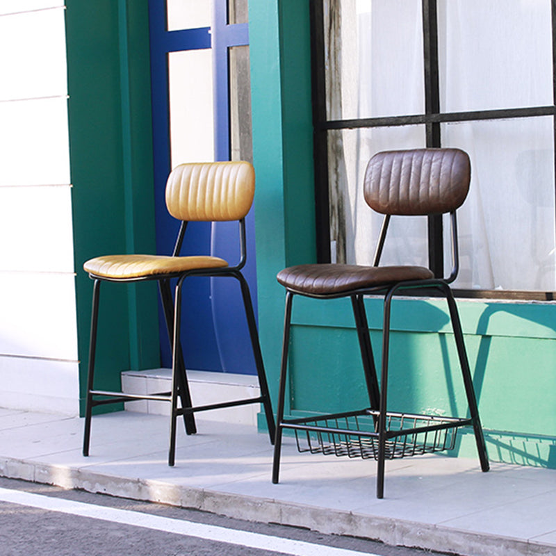 Scandinavian Gold Counter Stools Iron Leather Armless Indoor Bar Stools Clearhalo 'Bar Furniture' 'Bar Stools' 'bar_stools' 'furn' 'furn_bar_stools' 'furniture_bar_stools' 'Kitchen & Dining Furniture' 'kitchen&dining_furn' 'kitchen' 'kitchen_furn' Furniture' 4186897
