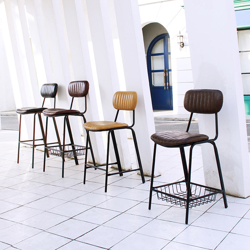 Scandinavian Gold Counter Stools Iron Leather Armless Indoor Bar Stools Clearhalo 'Bar Furniture' 'Bar Stools' 'bar_stools' 'furn' 'furn_bar_stools' 'furniture_bar_stools' 'Kitchen & Dining Furniture' 'kitchen&dining_furn' 'kitchen' 'kitchen_furn' Furniture' 4186898