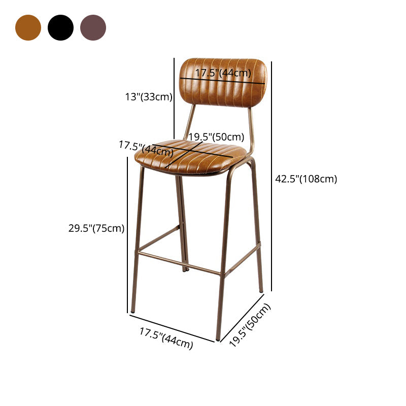 Scandinavian Gold Counter Stools Iron Leather Armless Indoor Bar Stools Clearhalo 'Bar Furniture' 'Bar Stools' 'bar_stools' 'furn' 'furn_bar_stools' 'furniture_bar_stools' 'Kitchen & Dining Furniture' 'kitchen&dining_furn' 'kitchen' 'kitchen_furn' Furniture' 4186900