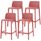 Scandinavian Plastic Stackable Counter Stools Low Back Indoor Bar Stools Red 4 Piece Set Counter Stool(26"H) Clearhalo 'Bar Furniture' 'Bar Stools' 'bar_stools' 'furn' 'furn_bar_stools' 'furniture_bar_stools' 'Kitchen & Dining Furniture' 'kitchen&dining_furn' 'kitchen' 'kitchen_furn' Furniture' 4186902