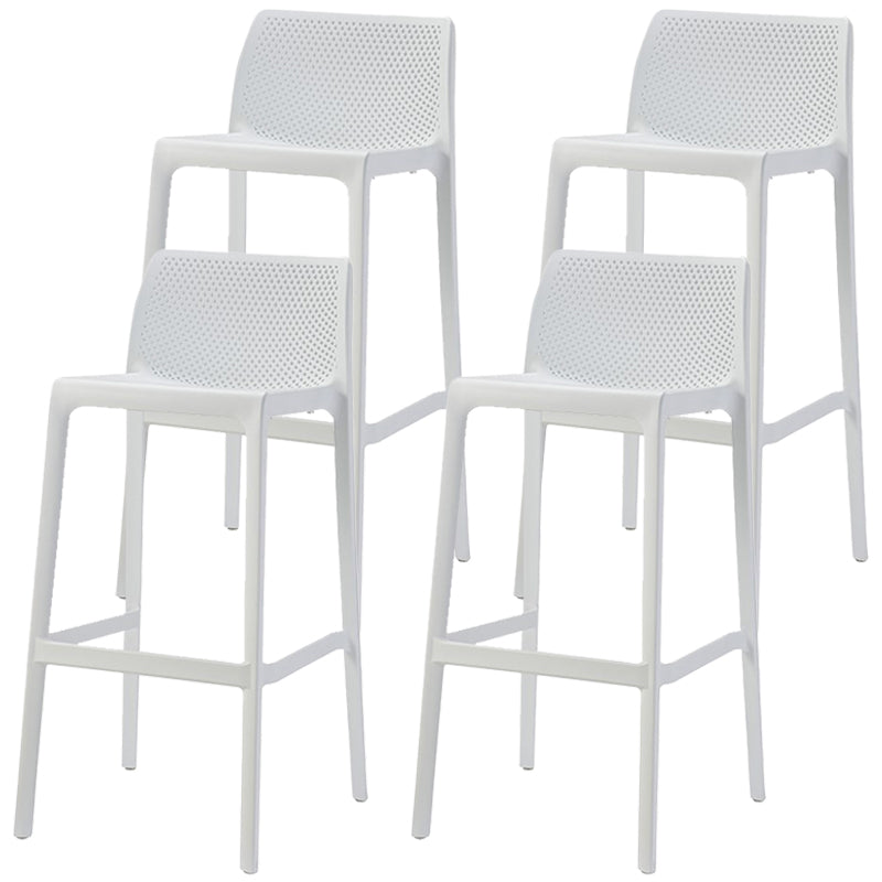 Scandinavian Plastic Stackable Counter Stools Low Back Indoor Bar Stools White 4 Piece Set Bar Stool(30"H) Clearhalo 'Bar Furniture' 'Bar Stools' 'bar_stools' 'furn' 'furn_bar_stools' 'furniture_bar_stools' 'Kitchen & Dining Furniture' 'kitchen&dining_furn' 'kitchen' 'kitchen_furn' Furniture' 4186907