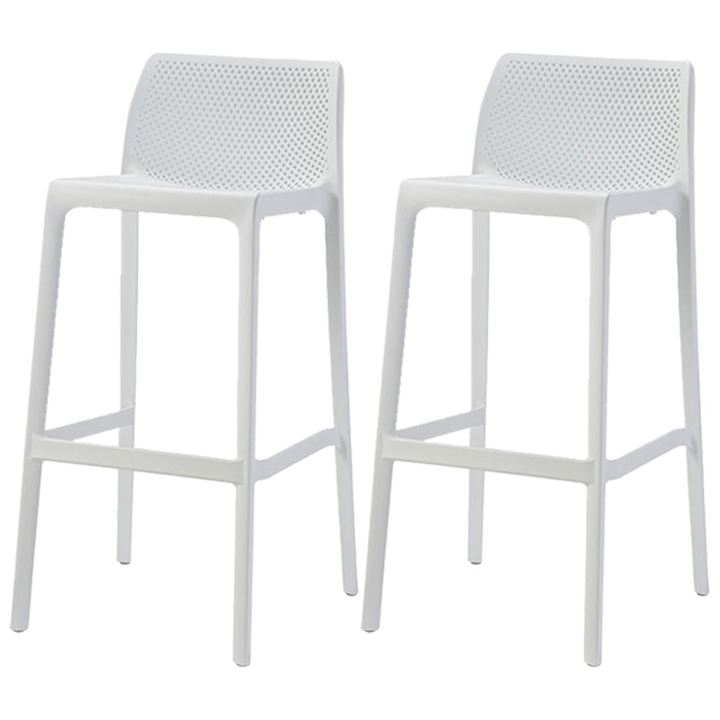 Scandinavian Plastic Stackable Counter Stools Low Back Indoor Bar Stools White 2 Piece Set Bar Stool(30"H) Clearhalo 'Bar Furniture' 'Bar Stools' 'bar_stools' 'furn' 'furn_bar_stools' 'furniture_bar_stools' 'Kitchen & Dining Furniture' 'kitchen&dining_furn' 'kitchen' 'kitchen_furn' Furniture' 4186911