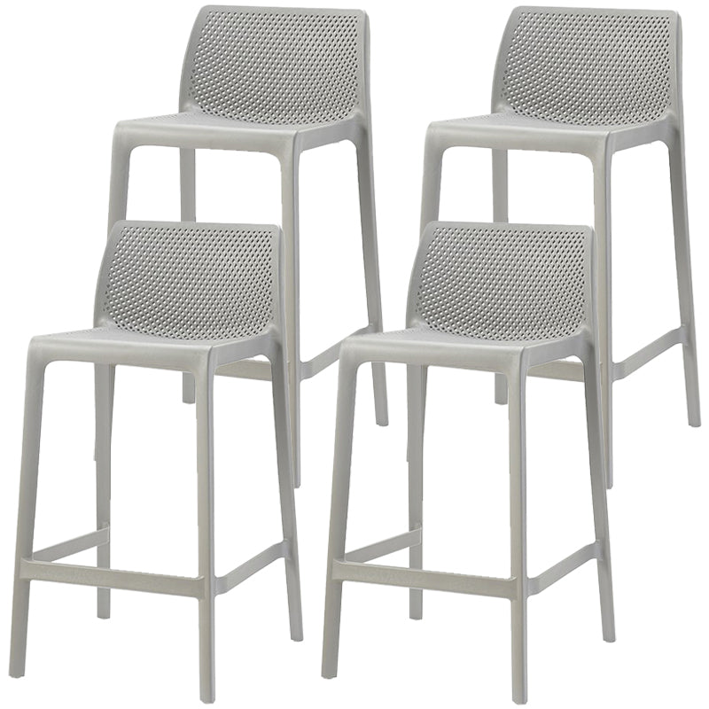 Scandinavian Plastic Stackable Counter Stools Low Back Indoor Bar Stools Grey 4 Piece Set Counter Stool(26"H) Clearhalo 'Bar Furniture' 'Bar Stools' 'bar_stools' 'furn' 'furn_bar_stools' 'furniture_bar_stools' 'Kitchen & Dining Furniture' 'kitchen&dining_furn' 'kitchen' 'kitchen_furn' Furniture' 4186913