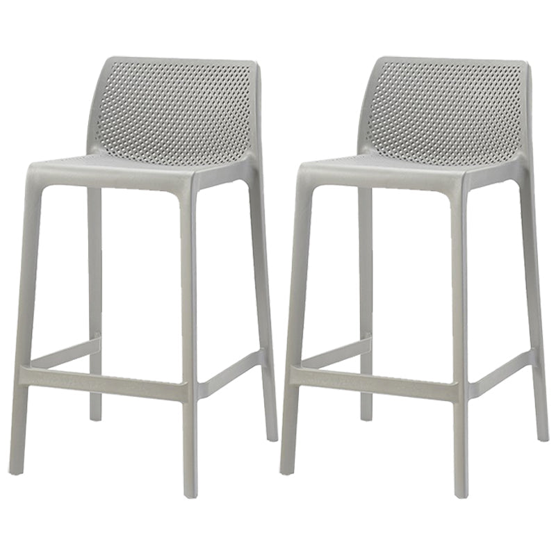 Scandinavian Plastic Stackable Counter Stools Low Back Indoor Bar Stools Grey 2 Piece Set Counter Stool(26"H) Clearhalo 'Bar Furniture' 'Bar Stools' 'bar_stools' 'furn' 'furn_bar_stools' 'furniture_bar_stools' 'Kitchen & Dining Furniture' 'kitchen&dining_furn' 'kitchen' 'kitchen_furn' Furniture' 4186918