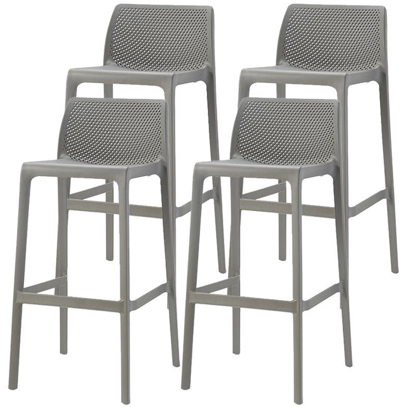 Scandinavian Plastic Stackable Counter Stools Low Back Indoor Bar Stools Grey 4 Piece Set Bar Stool(30"H) Clearhalo 'Bar Furniture' 'Bar Stools' 'bar_stools' 'furn' 'furn_bar_stools' 'furniture_bar_stools' 'Kitchen & Dining Furniture' 'kitchen&dining_furn' 'kitchen' 'kitchen_furn' Furniture' 4186920