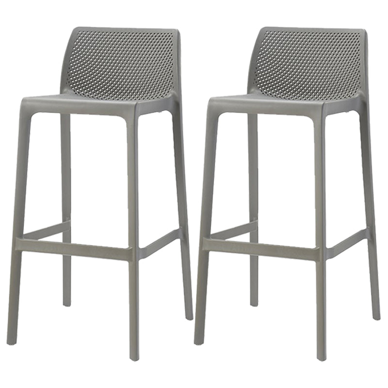 Scandinavian Plastic Stackable Counter Stools Low Back Indoor Bar Stools Grey 2 Piece Set Bar Stool(30"H) Clearhalo 'Bar Furniture' 'Bar Stools' 'bar_stools' 'furn' 'furn_bar_stools' 'furniture_bar_stools' 'Kitchen & Dining Furniture' 'kitchen&dining_furn' 'kitchen' 'kitchen_furn' Furniture' 4186924