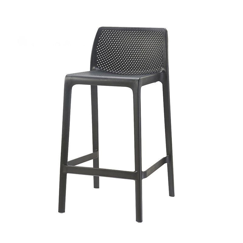 Scandinavian Plastic Stackable Counter Stools Low Back Indoor Bar Stools Black 1 Piece Counter Stool(26"H) Clearhalo 'Bar Furniture' 'Bar Stools' 'bar_stools' 'furn' 'furn_bar_stools' 'furniture_bar_stools' 'Kitchen & Dining Furniture' 'kitchen&dining_furn' 'kitchen' 'kitchen_furn' Furniture' 4186926