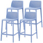 Scandinavian Plastic Stackable Counter Stools Low Back Indoor Bar Stools Blue 4 Piece Set Counter Stool(26"H) Clearhalo 'Bar Furniture' 'Bar Stools' 'bar_stools' 'furn' 'furn_bar_stools' 'furniture_bar_stools' 'Kitchen & Dining Furniture' 'kitchen&dining_furn' 'kitchen' 'kitchen_furn' Furniture' 4186928