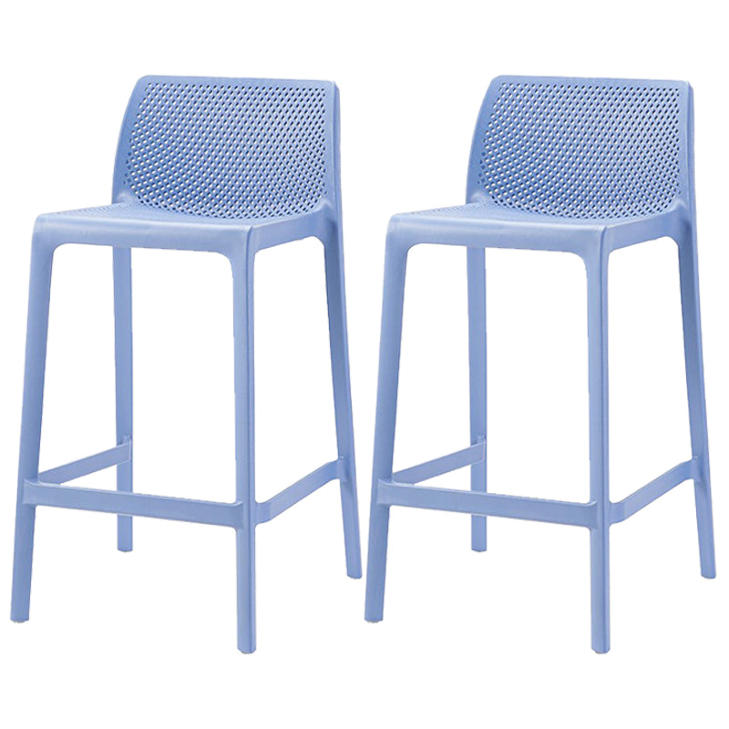 Scandinavian Plastic Stackable Counter Stools Low Back Indoor Bar Stools Blue 2 Piece Set Counter Stool(26"H) Clearhalo 'Bar Furniture' 'Bar Stools' 'bar_stools' 'furn' 'furn_bar_stools' 'furniture_bar_stools' 'Kitchen & Dining Furniture' 'kitchen&dining_furn' 'kitchen' 'kitchen_furn' Furniture' 4186930