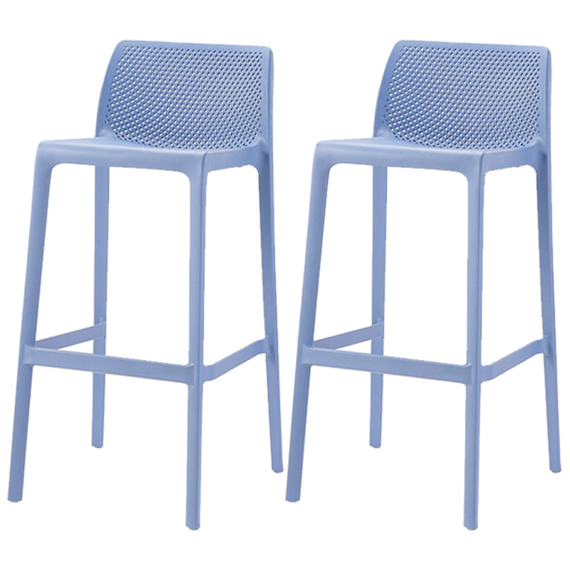 Scandinavian Plastic Stackable Counter Stools Low Back Indoor Bar Stools Blue 2 Piece Set Bar Stool(30"H) Clearhalo 'Bar Furniture' 'Bar Stools' 'bar_stools' 'furn' 'furn_bar_stools' 'furniture_bar_stools' 'Kitchen & Dining Furniture' 'kitchen&dining_furn' 'kitchen' 'kitchen_furn' Furniture' 4186936