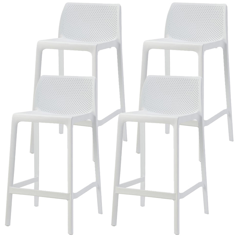 Scandinavian Plastic Stackable Counter Stools Low Back Indoor Bar Stools White 4 Piece Set Counter Stool(26"H) Clearhalo 'Bar Furniture' 'Bar Stools' 'bar_stools' 'furn' 'furn_bar_stools' 'furniture_bar_stools' 'Kitchen & Dining Furniture' 'kitchen&dining_furn' 'kitchen' 'kitchen_furn' Furniture' 4186937