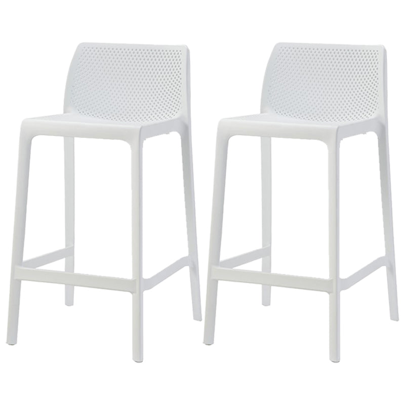 Scandinavian Plastic Stackable Counter Stools Low Back Indoor Bar Stools White 2 Piece Set Counter Stool(26"H) Clearhalo 'Bar Furniture' 'Bar Stools' 'bar_stools' 'furn' 'furn_bar_stools' 'furniture_bar_stools' 'Kitchen & Dining Furniture' 'kitchen&dining_furn' 'kitchen' 'kitchen_furn' Furniture' 4186939