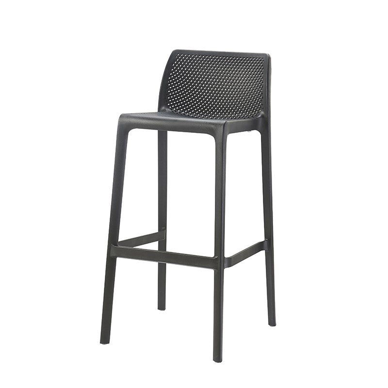 Scandinavian Plastic Stackable Counter Stools Low Back Indoor Bar Stools Black 1 Piece Bar Stool(30"H) Clearhalo 'Bar Furniture' 'Bar Stools' 'bar_stools' 'furn' 'furn_bar_stools' 'furniture_bar_stools' 'Kitchen & Dining Furniture' 'kitchen&dining_furn' 'kitchen' 'kitchen_furn' Furniture' 4186941