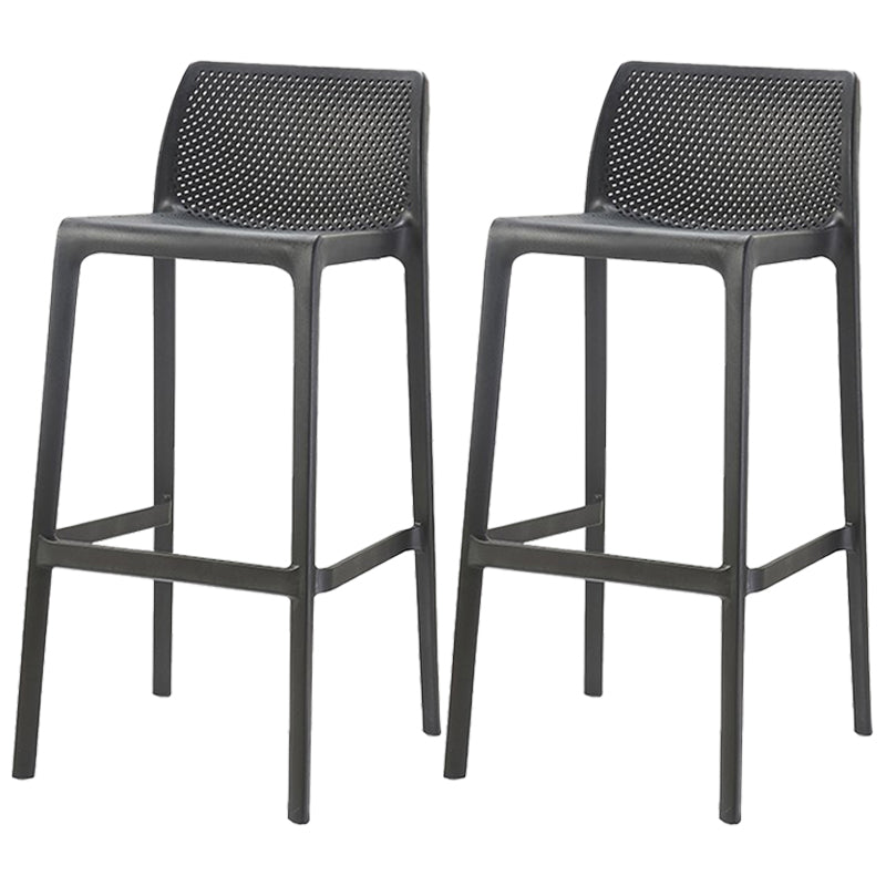 Scandinavian Plastic Stackable Counter Stools Low Back Indoor Bar Stools Black 2 Piece Set Bar Stool(30"H) Clearhalo 'Bar Furniture' 'Bar Stools' 'bar_stools' 'furn' 'furn_bar_stools' 'furniture_bar_stools' 'Kitchen & Dining Furniture' 'kitchen&dining_furn' 'kitchen' 'kitchen_furn' Furniture' 4186942