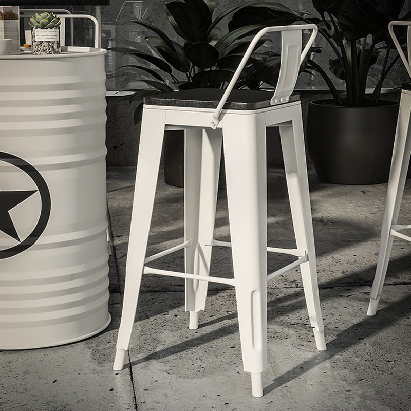 Industrial White Counter Stools Iron Wooden Bar Bristol Stools with Square Seat Clearhalo 'Bar Furniture' 'Bar Stools' 'bar_stools' 'furn' 'furn_bar_stools' 'furniture_bar_stools' 'Kitchen & Dining Furniture' 'kitchen&dining_furn' 'kitchen' 'kitchen_furn' Furniture' 4186951