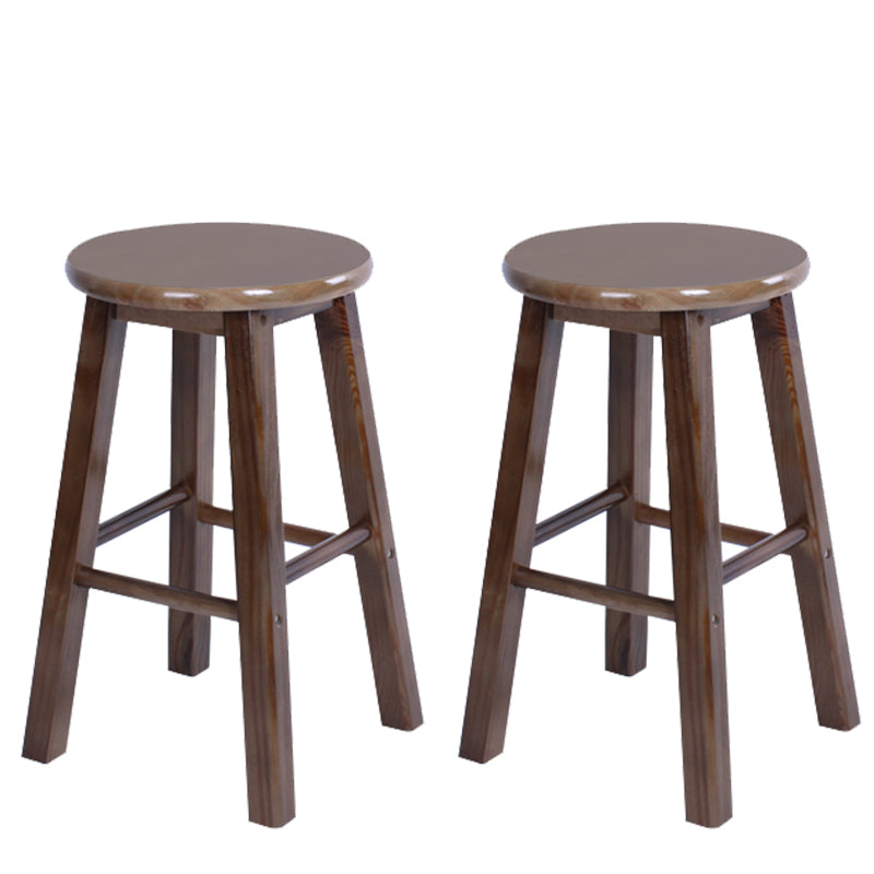 Modern Armless Counter Stool Wood Household Bar Stool with Pedal Brown 2 Piece Set Short Stool(20"H) Clearhalo 'Bar Furniture' 'Bar Stools' 'bar_stools' 'furn' 'furn_bar_stools' 'furniture_bar_stools' 'Kitchen & Dining Furniture' 'kitchen&dining_furn' 'kitchen' 'kitchen_furn' Furniture' 4186984