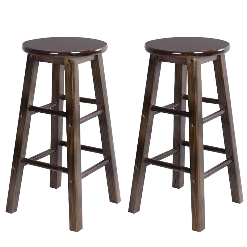 Modern Armless Counter Stool Wood Household Bar Stool with Pedal Brown 2 Piece Set Clearhalo 'Bar Furniture' 'Bar Stools' 'bar_stools' 'furn' 'furn_bar_stools' 'furniture_bar_stools' 'Kitchen & Dining Furniture' 'kitchen&dining_furn' 'kitchen' 'kitchen_furn' Furniture' 4186985