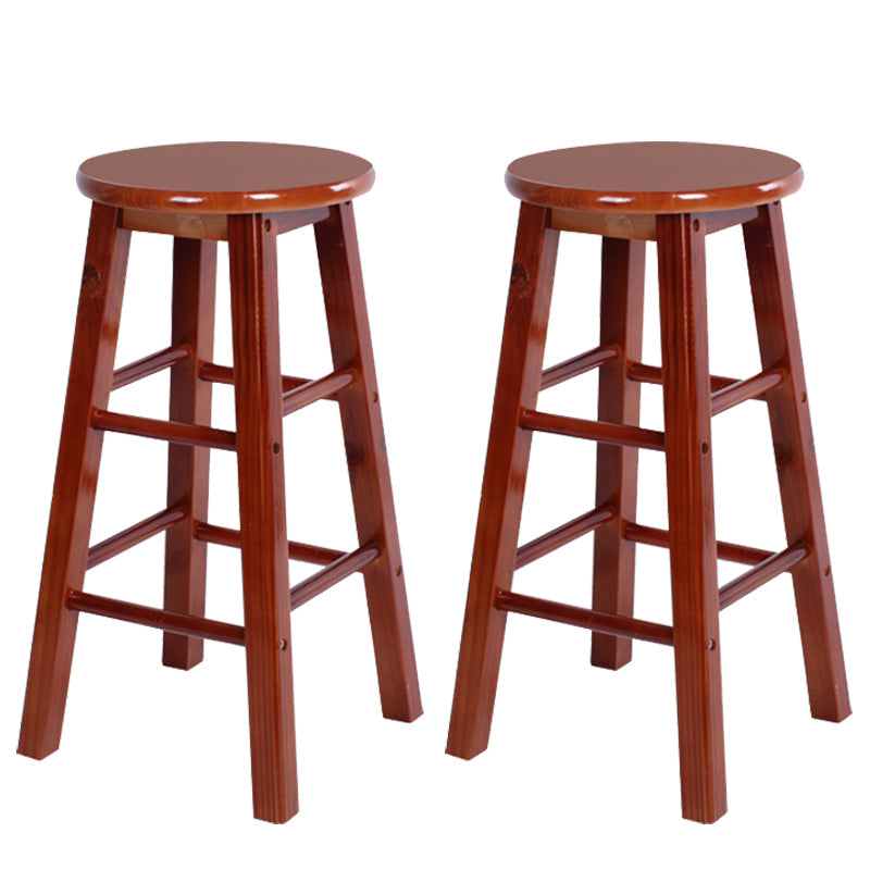 Modern Armless Counter Stool Wood Household Bar Stool with Pedal Walnut 2 Piece Set Clearhalo 'Bar Furniture' 'Bar Stools' 'bar_stools' 'furn' 'furn_bar_stools' 'furniture_bar_stools' 'Kitchen & Dining Furniture' 'kitchen&dining_furn' 'kitchen' 'kitchen_furn' Furniture' 4186986