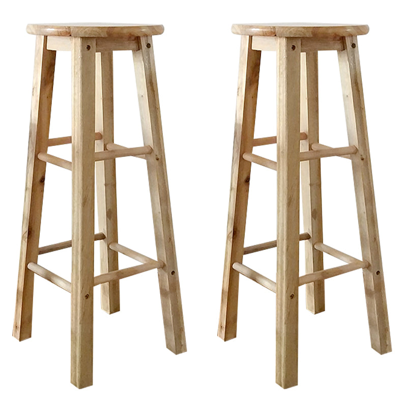 Modern Armless Counter Stool Wood Household Bar Stool with Pedal Natural 2 Piece Set Bar Stool(31"H) Clearhalo 'Bar Furniture' 'Bar Stools' 'bar_stools' 'furn' 'furn_bar_stools' 'furniture_bar_stools' 'Kitchen & Dining Furniture' 'kitchen&dining_furn' 'kitchen' 'kitchen_furn' Furniture' 4186989