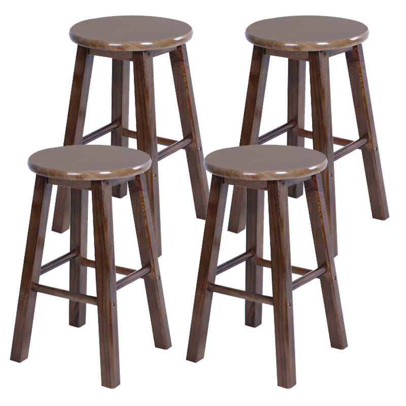 Modern Armless Counter Stool Wood Household Bar Stool with Pedal Brown 4 Piece Set Short Stool(20"H) Clearhalo 'Bar Furniture' 'Bar Stools' 'bar_stools' 'furn' 'furn_bar_stools' 'furniture_bar_stools' 'Kitchen & Dining Furniture' 'kitchen&dining_furn' 'kitchen' 'kitchen_furn' Furniture' 4186995